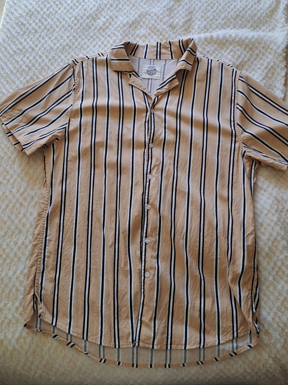 Vintage Short-Sleeve Stripe Button-Up Shirt